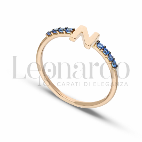 13 con Zircone azzurro in Oro Rosa da 1,6gr.