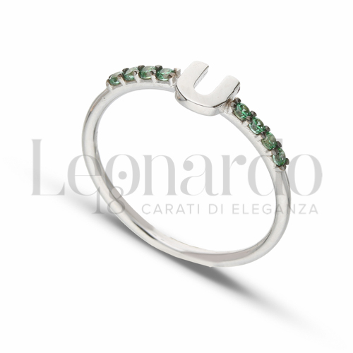 13 con Zircone verde in Oro Bianco da 1,5gr.