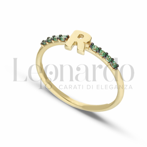 13 con Zircone verde in Oro Giallo da 1,8gr.
