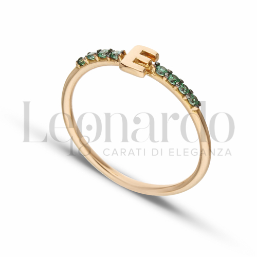 Anello Oro Bianco Trilogy Fiorellini Zirconi Verdi - Di Noci