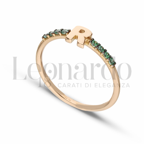 13 con Zircone verde in Oro Rosa da 1,6gr.