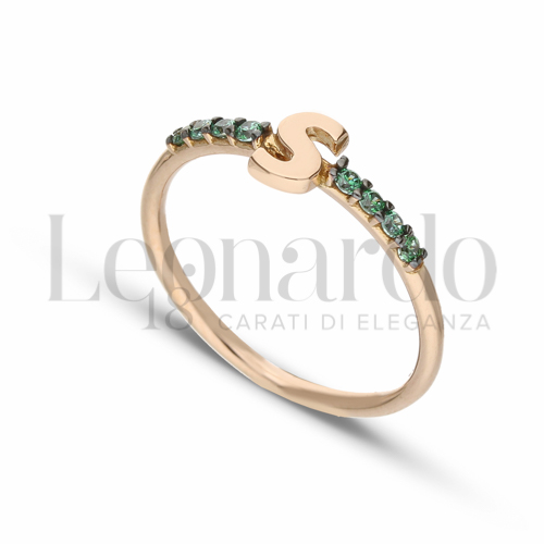 13 con Zircone verde in Oro Rosa da 1,5gr.