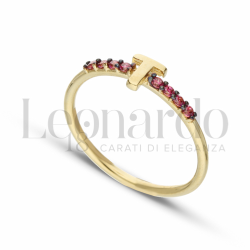 13 con Zircone rosso in Oro Giallo da 1,6gr.