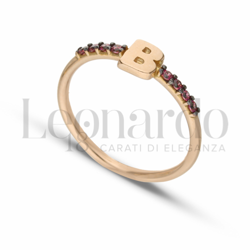 13 con Zircone rosso in Oro Rosa da 1,7gr.