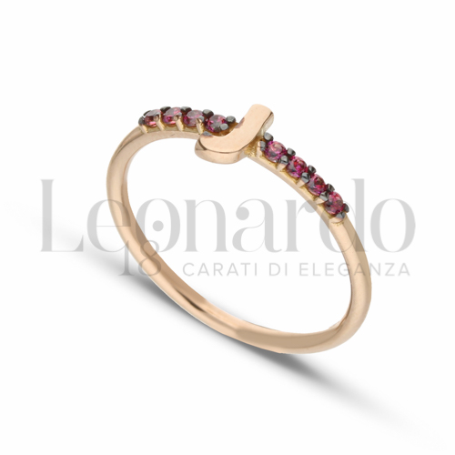 13 con Zircone rosso in Oro Rosa da 1,6gr.