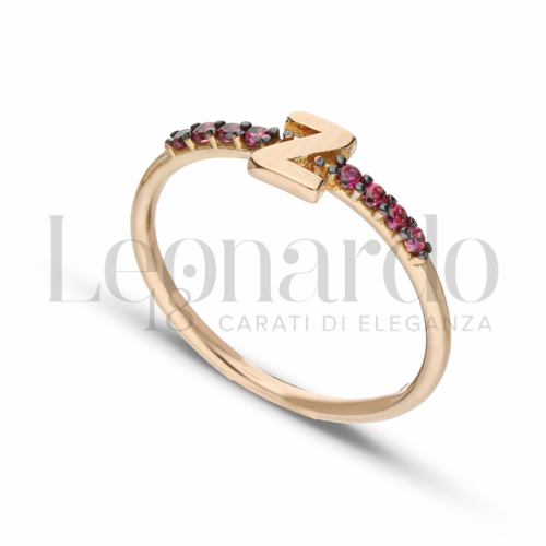 13 con Zircone rosso in Oro Rosa da 1,7gr.