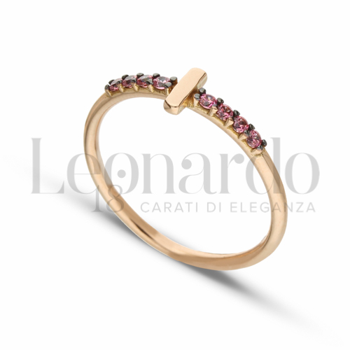 13 con Zircone rosa in Oro Rosa da 1,6gr.