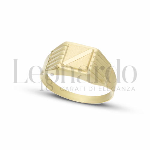 Anelli Anello Da Mignolo in Oro 18 Carati Forma: Quadrato Misura o modello: Scatolato con 1 striscia diamantata Misura: N&deg; 15 2,4g