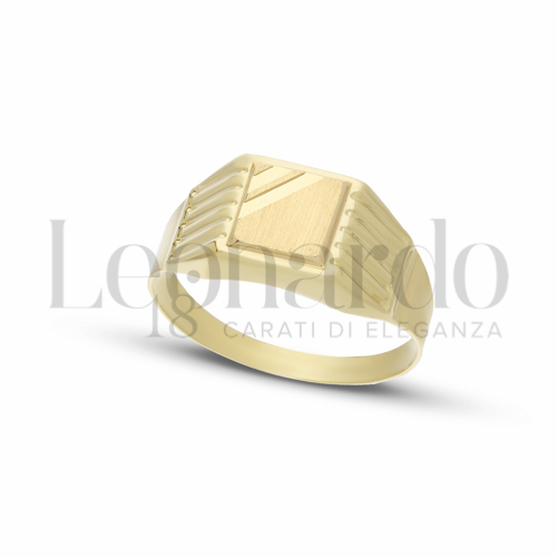 Anelli Anello Da Mignolo in Oro 18 Carati Forma: Quadrato Misura o modello: Scatolato con 2 strisce diamantate Misura: N&deg; 16 2,4g