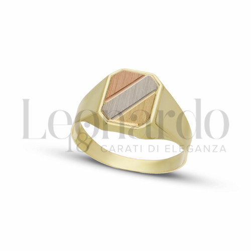 Stampato con 3 strisce satinate in Oro Giallo, Oro Bianco e Oro Rosa da 2,1gr.