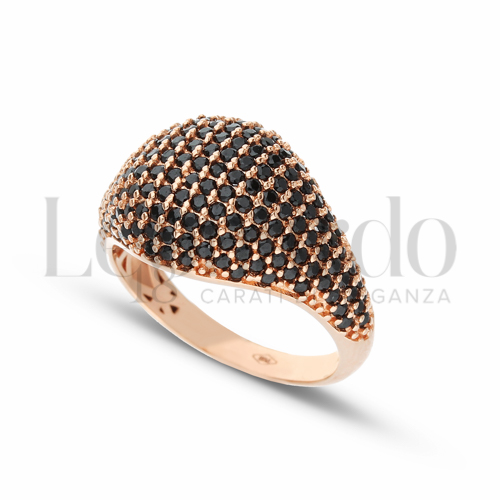 1° Misura con Zirconi neri in Oro Rosa da 3,7gr.