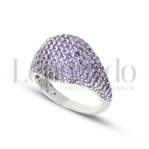 1° Misura con Zircone Viola in Oro Bianco da 4gr.