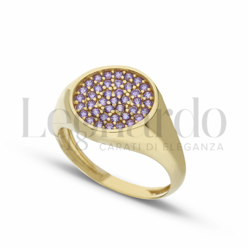 1° Misura con Zircone Viola in Oro Giallo da 3,5gr.