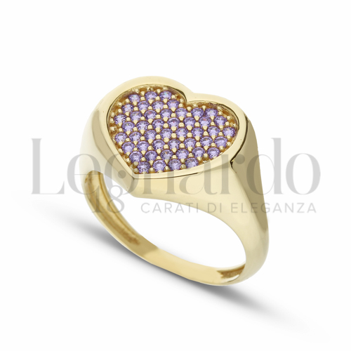 1° Misura con Zircone Viola in Oro Giallo da 3,8gr.