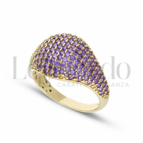 1° Misura con Zircone Viola in Oro Giallo da 4gr.