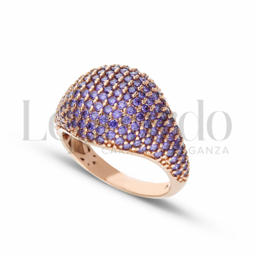 1° Misura con Zircone Viola in Oro Rosa da 3,9gr.