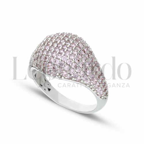 1° Misura con Zircone rosa Light in Oro Bianco da 4gr.