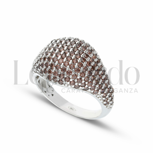 1° Misura con Zirconi Brown in Oro Bianco da 4gr.
