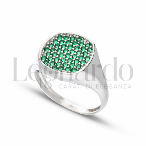 1° Misura con Zircone verde in Oro Bianco da 3gr.