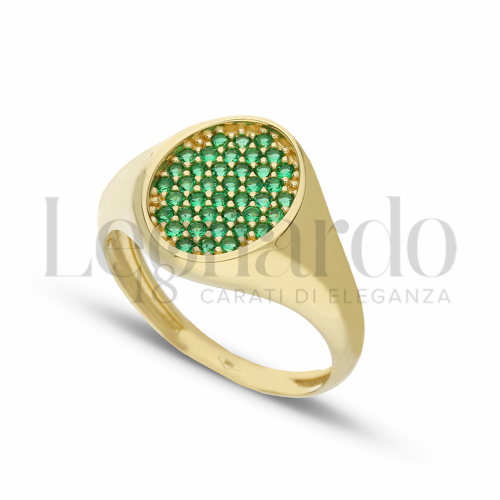 1° Misura con Zircone verde in Oro Giallo da 3,6gr.