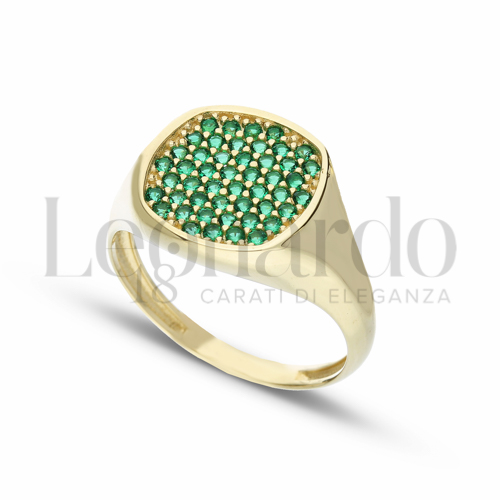 1° Misura con Zircone verde in Oro Giallo da 3,4gr.