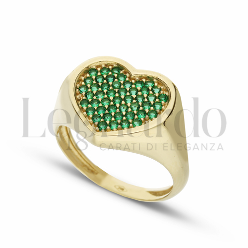 1° Misura con Zircone verde in Oro Giallo da 3,7gr.