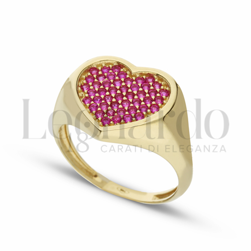 1° Misura con Zircone rosso in Oro Giallo da 3,5gr.