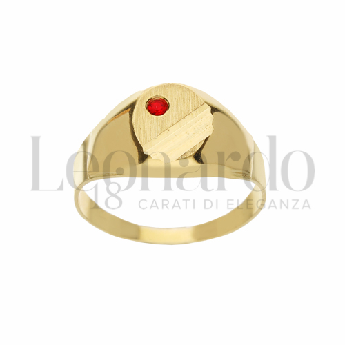 Scatolato Con 3 Strisce diamantate con Zircone rosso in Oro Giallo da 2,5gr.