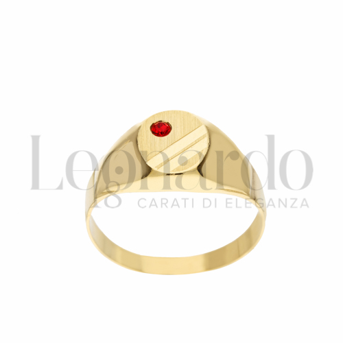Scatolato Con 2 strisce diamantate con Zircone rosso in Oro Giallo da 2,5gr.