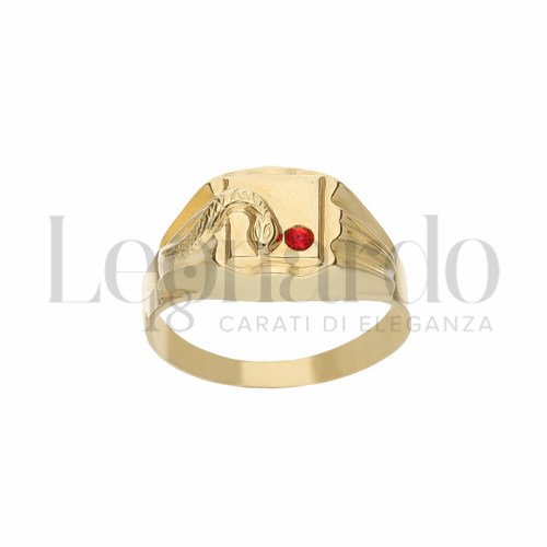 Scatolato con Zircone rosso in Oro Giallo da 2,7gr.