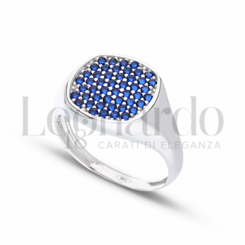 1° Misura con Zircone Blu in Oro Bianco da 3,2gr.