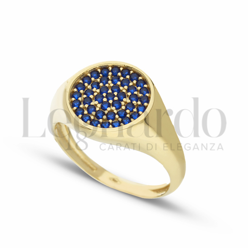 1° Misura con Zircone Blu in Oro Giallo da 3,7gr.