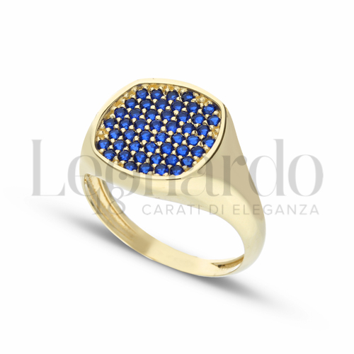 1° Misura con Zircone Blu in Oro Giallo da 3,8gr.