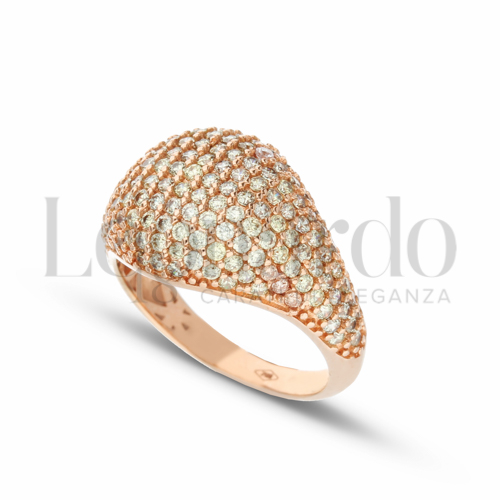 1° Misura con Zircone Giallo Fancy in Oro Rosa da 3,9gr.