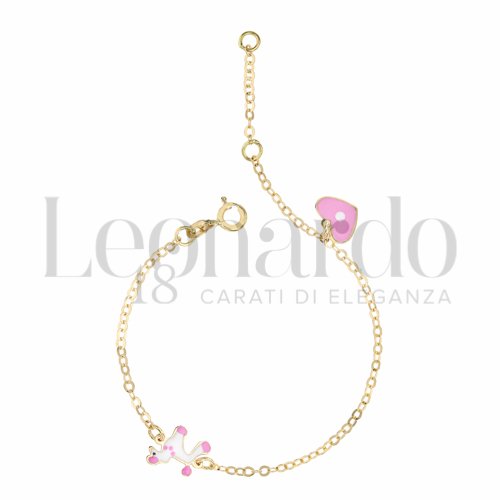 Priority Bracciale A Cuore In Oro 18K - Regolabile Da 17 A 19 Cm, Per Donna, Regalo San Valentino, Con Confezione