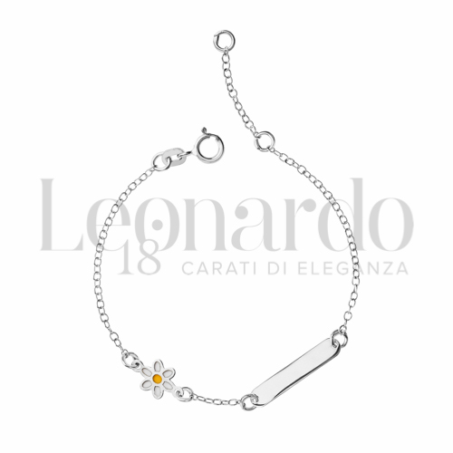 Finitura targa o elementi Fiore con Smalto in Oro Bianco da 1gr.