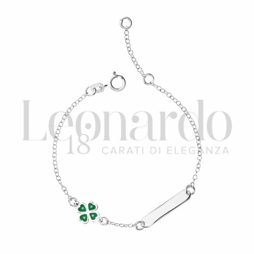 Finitura targa o elementi Quadrifoglio con Smalto in Oro Bianco da 1gr.