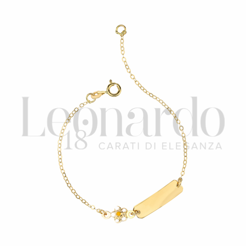 Finitura targa o elementi Fiore con Smalto in Oro Giallo da 1,5gr.
