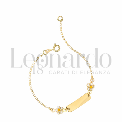 Finitura targa o elementi Fiore con Smalto in Oro Giallo da 1,9gr.