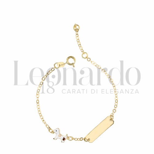 Finitura targa o elementi Cane con Smalto in Oro Giallo da 1,6gr.
