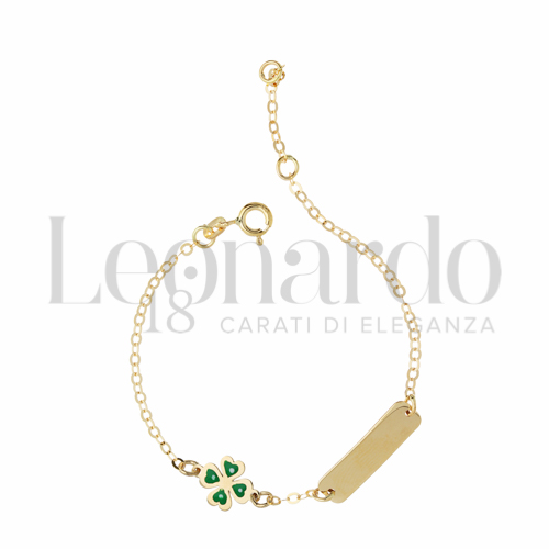 Finitura targa o elementi Quadrifoglio con Smalto in Oro Giallo da 1,5gr.