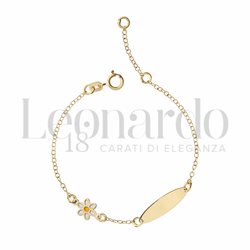 Finitura targa o elementi Fiore con Smalto in Oro Giallo da 1gr.