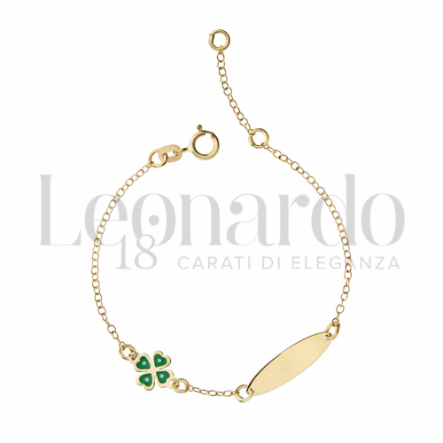 Finitura targa o elementi Quadrifoglio con Smalto in Oro Giallo da 1,1gr.