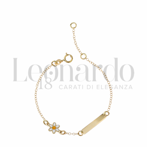 Finitura targa o elementi Fiore con Smalto in Oro Giallo da 1gr.