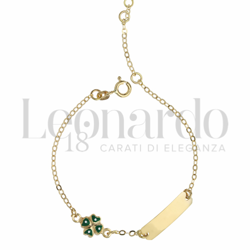 Finitura targa o elementi Quadrifoglio con Smalto in Oro Giallo da 1,4gr.