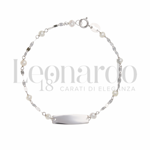 Finitura targa o elementi Lucida con Perla in Oro Bianco da 1gr.