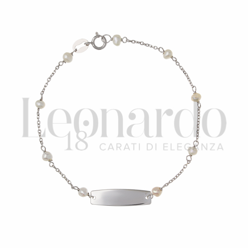 Finitura targa o elementi Lucida con Perla in Oro Bianco da 1gr.