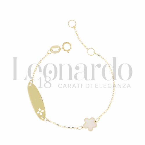 Finitura targa o elementi Fiore con Madreperla in Oro Giallo da 1,1gr.