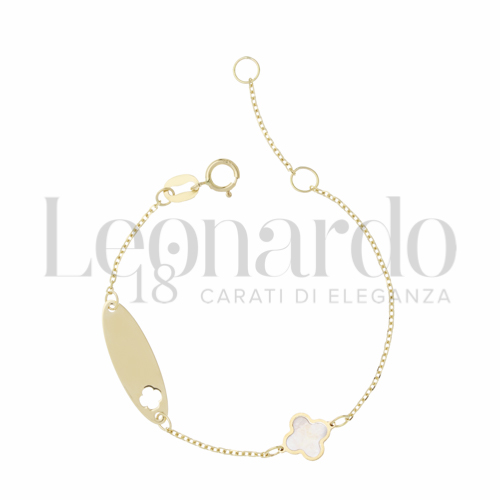 Finitura targa o elementi Quadrifoglio con Madreperla in Oro Giallo da 1,1gr.