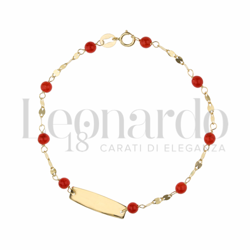 Finitura targa o elementi Lucida con Corallo in Oro Giallo da 1,1gr.